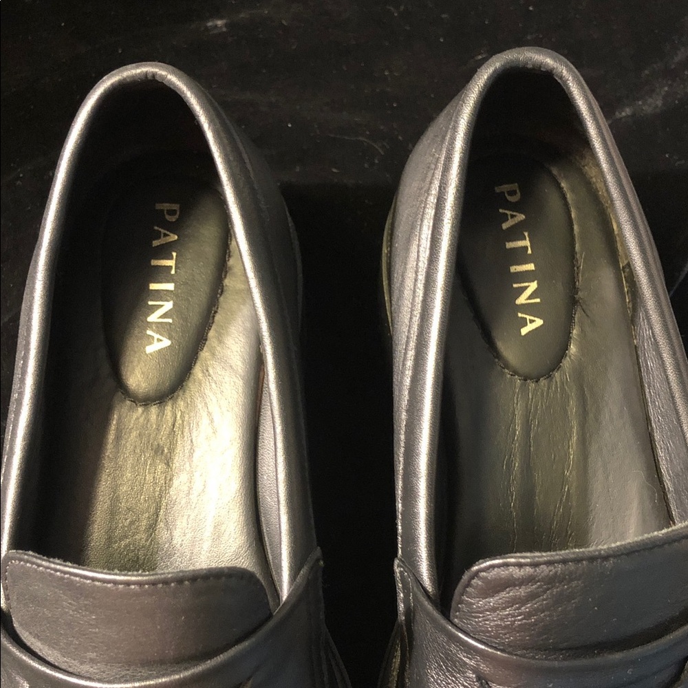 Patina women’s leather chunk loafers Sz 8.5. Blk - Picture 2 of 7